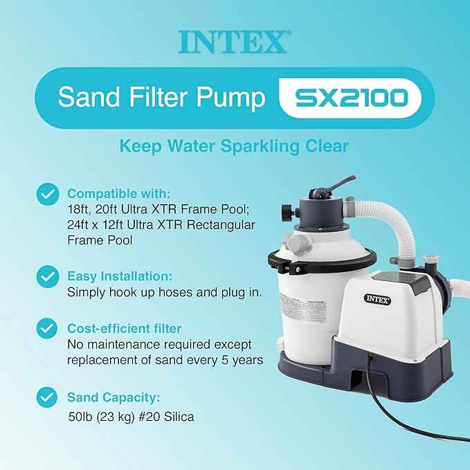 INTEX 2,100 GPH Krystal Clear Sand Filter Pump for Above Ground Pools, Swimming Pool Pump with Automatic Timer - Improved Circulation, Filtration, & Clarity