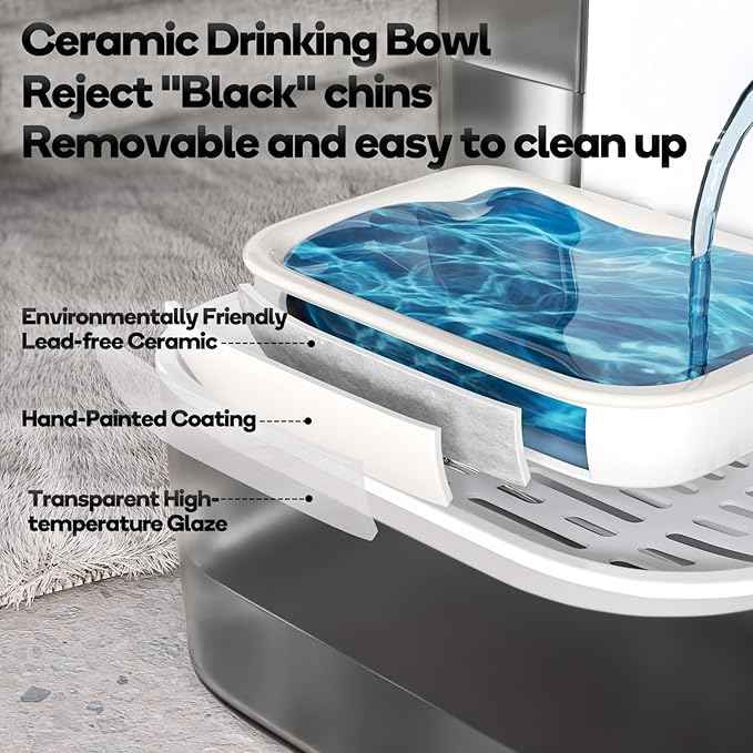 Cat Water Fountain with Heating, No Filters, Wastewater Separation, Ceramic Bowl Preventing Black Chin, 4.5L Automatic Wireless Water Dispenser for Cats and Small Dogs