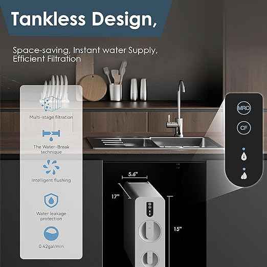 RESMO Reverse Osmosis System, 600 GPD Tankless RO Water Filter, 8 Stage Filtration, 2:1 Pure to Drain, Under Sink RO System