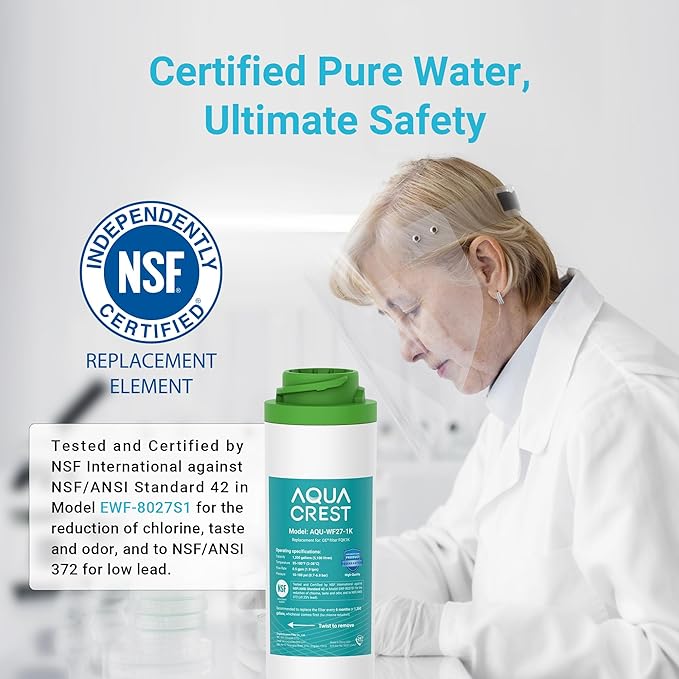 AQUA CREST FQK1K Under Sink Water Filter, 1350 Gallons, NSF/ANSI 42 372 Certified, Replacement for GE FQK1K, FQK2J, GXK185K and GX1S50R (Pack of 1) - AquaVibe