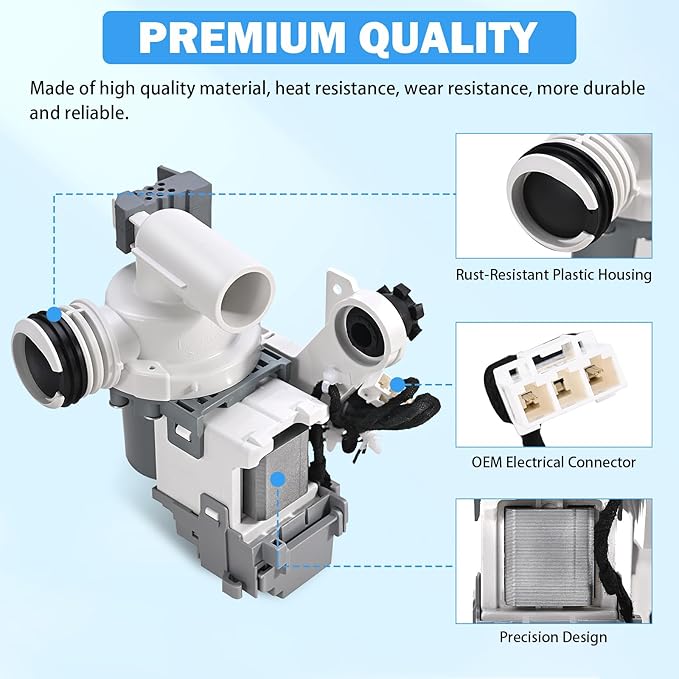 DC97-19289F DC97-19289B DC97-19289A Washer Drain Pump Assembly Replacement for Samsung Washing Machine WA44 WA41 WA45 WA52 WA50 WA54 etc Series Replace PX3516-01 DC97-17349B DC97-17366A DC97-17366J