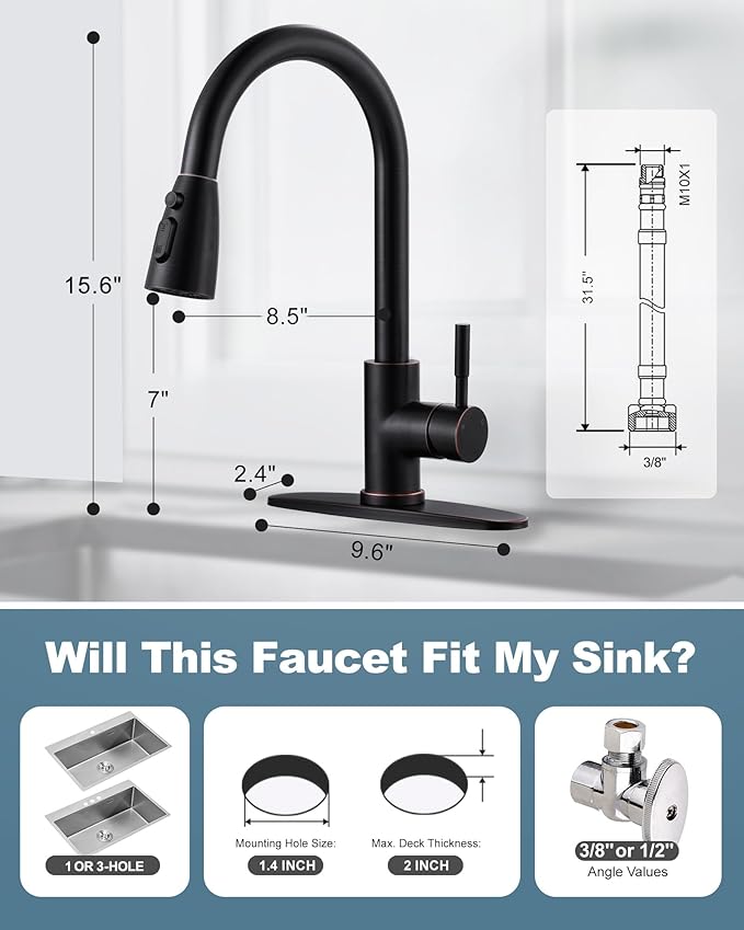 Touchless Kitchen Faucet Stainless Steel: WOWOW Smart Motion Sensor Kitchen Sink Faucet with Sprayer, Automatic Hand-Free Oil Rubbed Bronze Kitchen Faucet for Sink 1 or 3 Hole