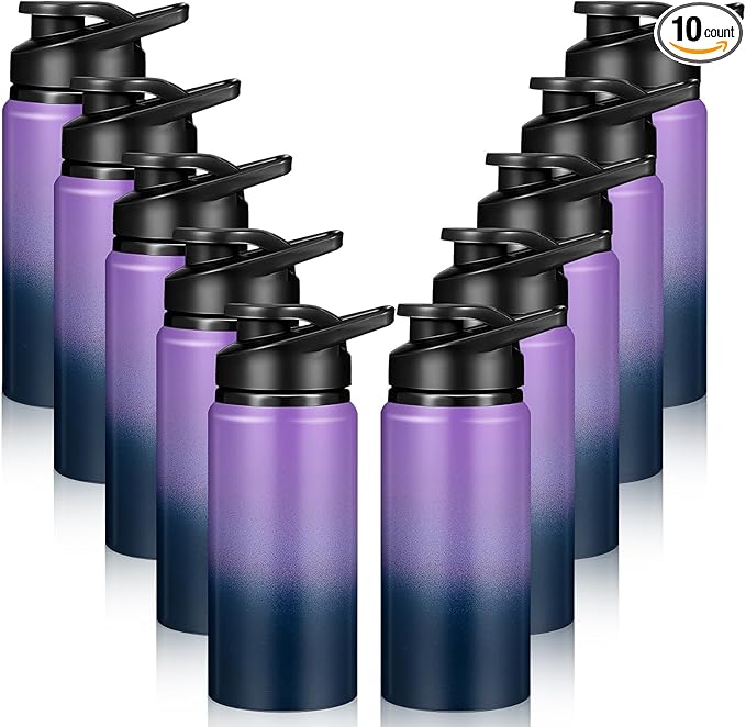 Mimorou 10 Pack Reusable Aluminum Water Bottles Bulk Multicolor Outdoor Sports Water Bottles for Travel Gym Cycling Camping, Snap Lid