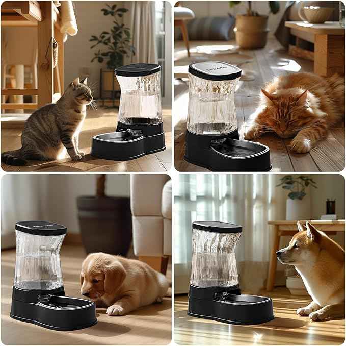 Gardner Pet Automatic Dog Water Dispenser Gravity Stainless Steel Water Waterer Feeder, 100% BPA-Free Large Capacity Water Feeding Bowls for Medium & Large-Sized Dogs Cats Other Pets -(1 Gallon)