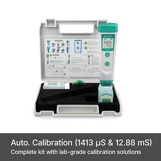 Apera Instruments Value Series EC20 Conductivity (EC) Pocket Tester Kit, ±1% F.S Accuracy in 0 to 20 mS/cm, BPB Sensor