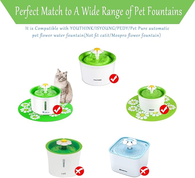 Rarloner Cat Fountain Replacement Filters - 8 Pack for 1.6L Flower Fountains and Most Same Size Pet Water Dispensers - AquaVibe