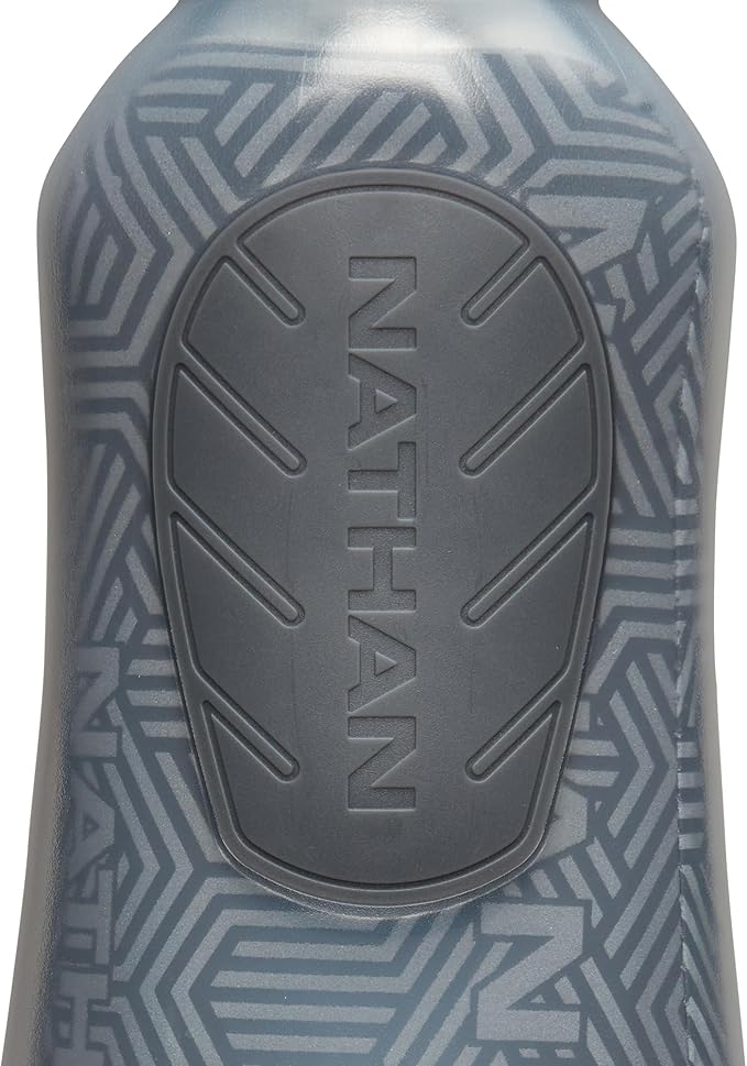 Nathan SpeedDraw 2 Insulated Handheld Running Water Bottle Flask – Double-Wall Insulation, Ergonomic Grip, Blast Valve Cap, Phone & Key Storage Pockets, Reflective Design - 18oz Insulated - Deep Teal
