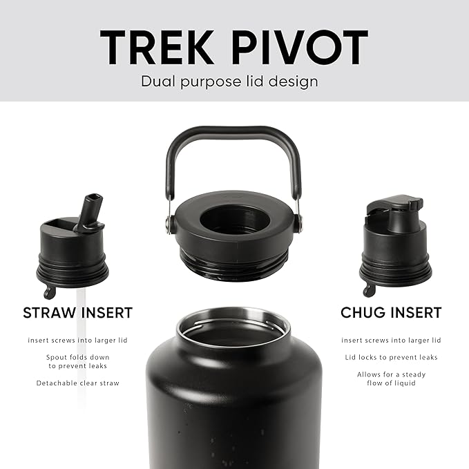 Simple Modern Trek Pivot | Gallon Water Bottle Jug with Handle & Boot | Interchangeable Straw & Chug Lids | Large Insulated Stainless Steel | Sports Camping Outdoors | 128oz, Winter White