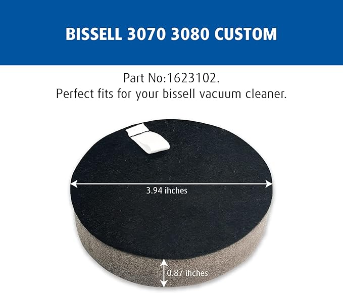 6 Pack Filter Replacement Compatible with Bissell 3070, 3080 PowerGlide Pet Slim Corded Cordless Stick Vacuum Cleaner, Washable and Reusable, Compare to Part: 1623102 - AquaVibe