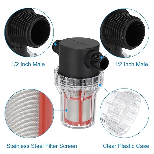 PATIKIL 1/2 Inch Male in-Line Strainer with 200 Mesh Stainless Steel Filter Screen Water Pump Filter for Garden Irrigation Pressure Washer Inlet