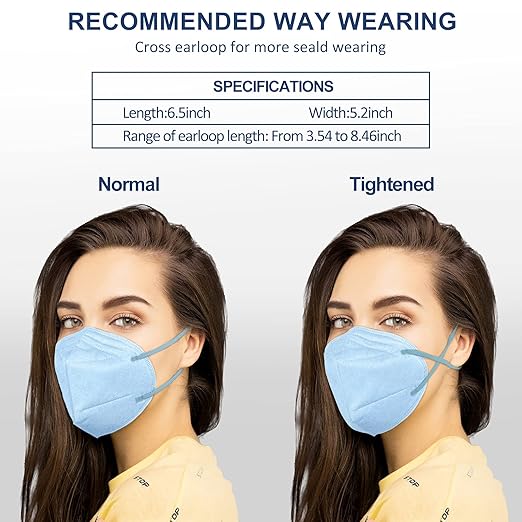 HUHETA KN95 Face Mask, 30 Pack Individually Wrapped, 5-Ply Breathable & Comfortable Safety Mask, Filter Efficiency=95%, Protective Cup Dust Masks Against PM2.5 (Blue Mask) - AquaVibe