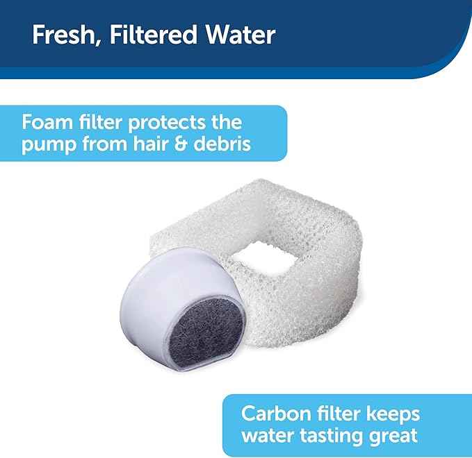 PetSafe Drinkwell Pagoda Pet Fountain 70 oz/ 2L Capacity - Elevated Indoor Ceramic Cat Water Fountain, 2 Levels of Free-Falling Water, Included Carbon & Foam Filter Provide Fresh Water With Every Sip | PetSafe Drinkwell Replacement Carbon Filters, Dog ...