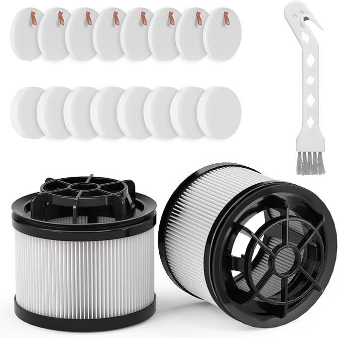 Leemone 18 PCS LVAC-200 Vacuum Filter Replacement, Compatible with Levoit LVAC-200 Cordless Stick Vacuum Cleaner (Model No. LSV-V201-WUS), 8 Pre-Motor Filters and 2 Post-Motor Filters - AquaVibe