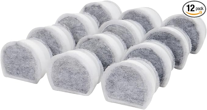 PetSafe Drinkwell Avalon & Pagoda Fountain Activated Carbon Filters - Better Hydration Choice - Long-Lasting Purity - Odor-Free Drinking - Universal Filter Replacement - 12 Pack