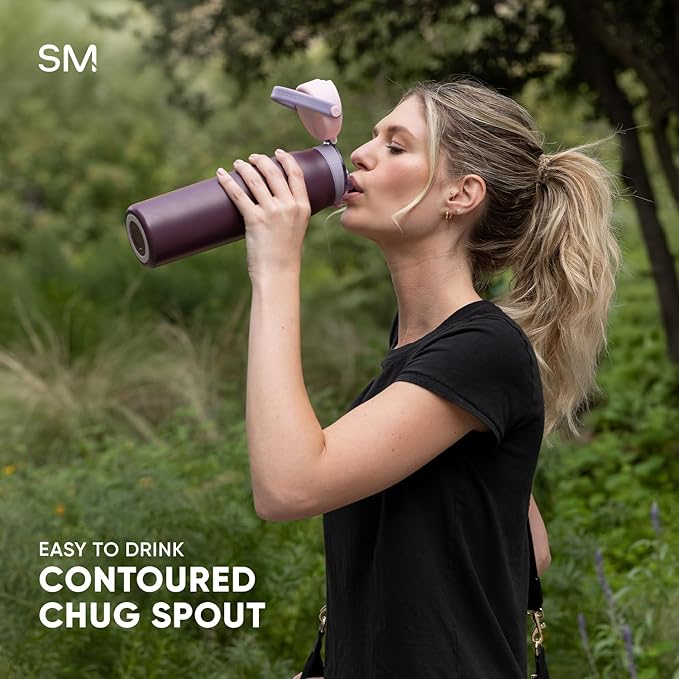 Simple Modern Mesa Sport Water Bottle with Covered Chug Lid | 30oz Cup Holder Friendly Insulated Stainless Steel Bottle for Gym, Sports and Travel | Steele