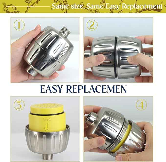 2-Pack Shower Filter Replacement – Remove Chlorine, Heavy Metals & Impurities, Infused with Vitamin C Lemon Scent – Promote Healthier Hair & Skin