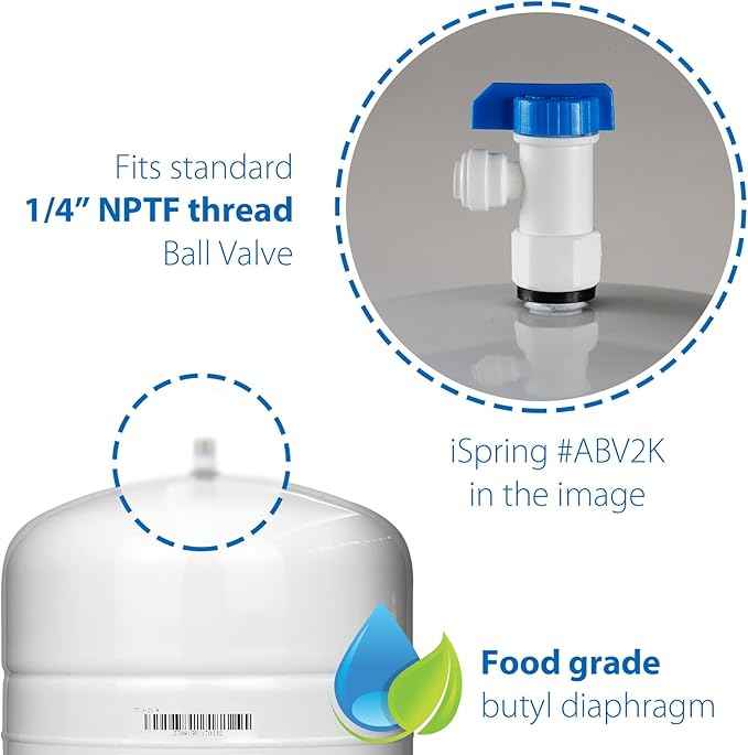 iSpring F5-75 Reverse Osmosis Replacement Water Filter Pack Set for 5-Stage System & T32M Pressurized Water Storage Tank with Ball Valve for Reverse Osmosis RO Systems