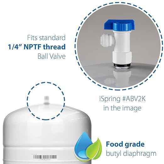 iSpring T32M Pressurized Water Storage Tank with Ball Valve for Reverse Osmosis RO Systems, 4 Gallon, 1/4" Tank Valve Included | iSpring F9K 1-Year Reverse Osmosis Water Filter Replacement Cartridge Pack Set for 6-Stage Alkaline Mineral RO Filtration S...