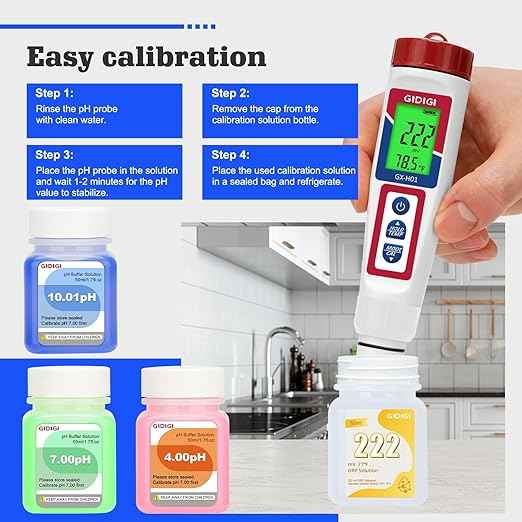 pH ORP Meter Calibration Buffer Solution Kit, Includes pH 4.00, 7.00 and pH 10.01 Solution,ORP 222mV Calibration Solution