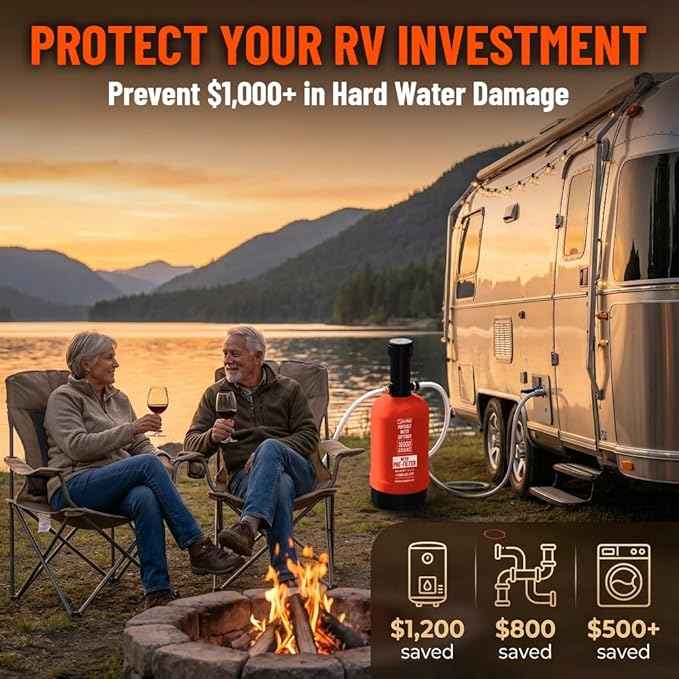 RV Water Softener Portable with Integrated 2 Stage Water Filter System - 16,000 Grain, 3/4" GHT Fittings, Convenient Water Softener for RVs, Trailers, Boats, Mobile Car Washing, Pressure Washing