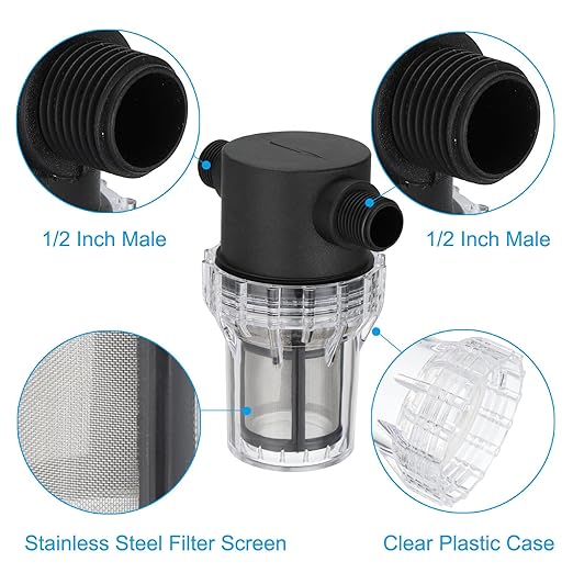 PATIKIL 1/2 Inch Male in-Line Strainer with 80 Mesh Stainless Steel Filter Screen Water Pump Filter for Garden Irrigation Pressure Washer Inlet