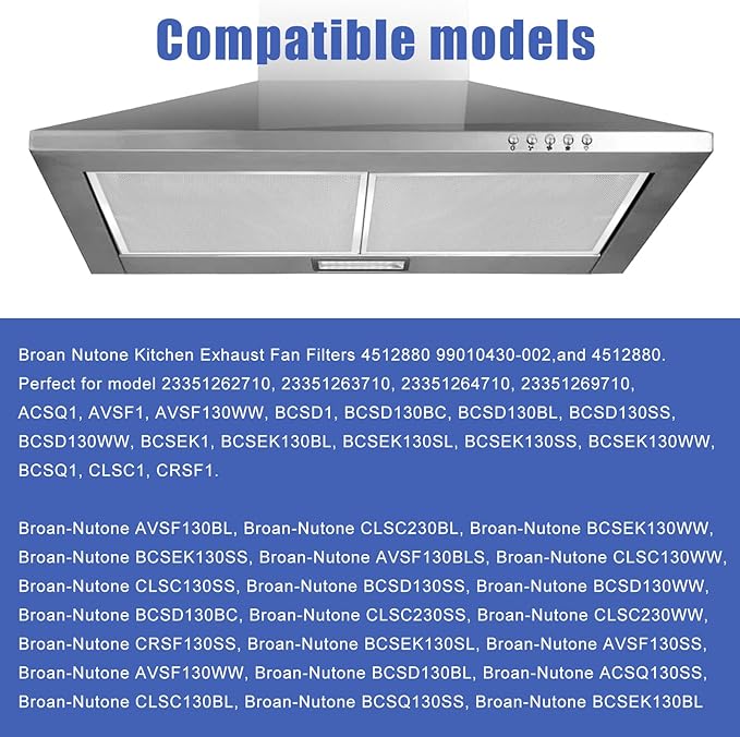 S99010430-002 Range Hood Filter 15-3/4" x 13-7/8" x 3/8"(2-Pack,5-Layer Aluminum Filter)4512880 Compatible with B.roan,N.utone,HPF30 Range Hood Filters - AquaVibe