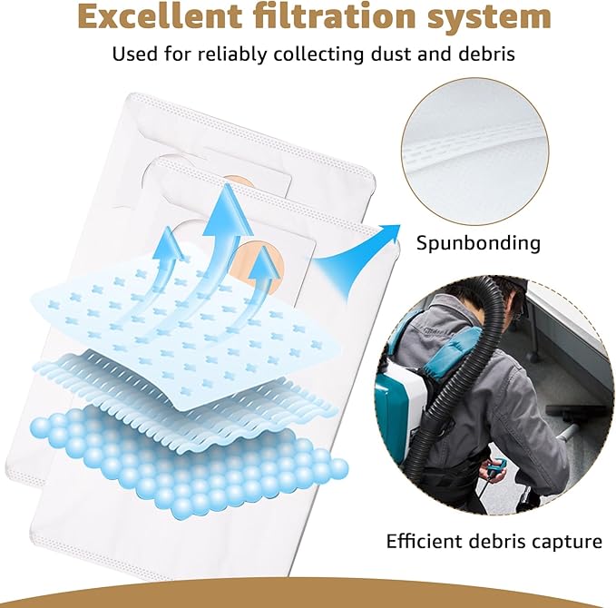 191C26-2 filter bag replacement - Compatible with XCV17/XCV18 18V X2 LXT makita vacuum bag Heavy-duty filtration, long-lasting durability-10-pack. - AquaVibe