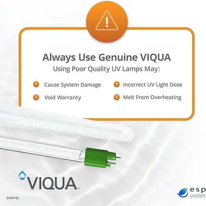 VIQUA S330-QL UV Lamp and Quartz Sleeve Combo Kit for VT4, S2Q-PA, SSM-17 Systems – Includes 1 Lamp, 1 Sleeve, 2 O-Rings – 12-Month Lamp Life