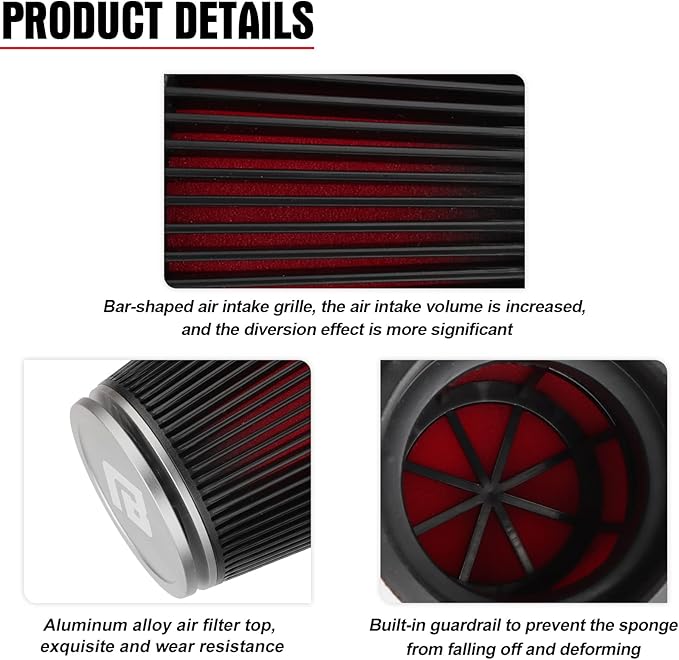 NIBBI Racing CNC 48MM Air Filter Round Tapered,Universal Air Filters for Dirt Bike ATV Quad Go Kart Pit Dirt Bike Parts