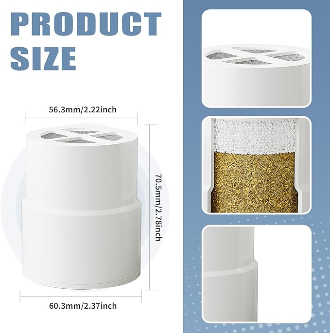 4-Pack Replacement Filter for JOLIE Shower Head, Compatible with JOLIE Shower Filter Cartridge, Reduces Chlorine, Heavy Metals & Impurities, Softens Skin & Hair