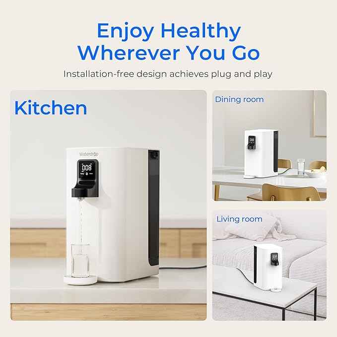 Waterdrop K19-SFK Reverse Osmosis Water Filter Countertop, Alkaline Minerals, Countertop Reverse Osmosis System, 3:1 Pure to Drain, Reduce PFAS, No Installation Required, BPA Free