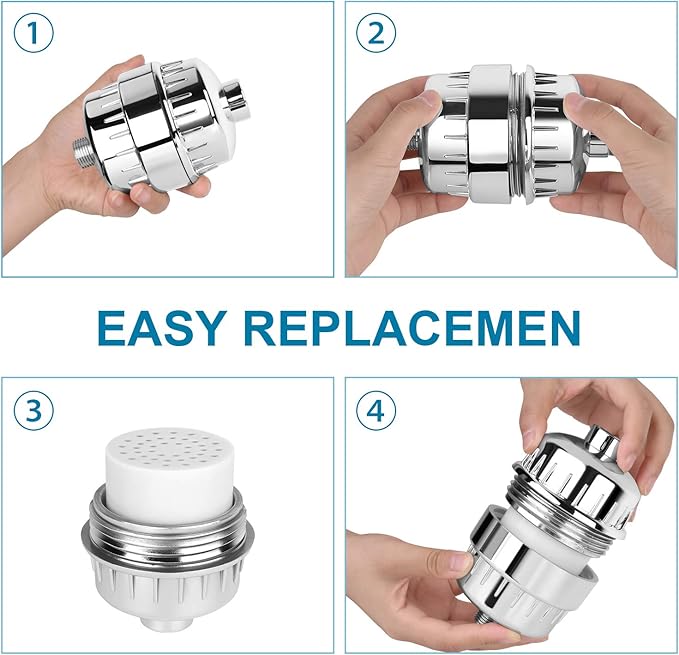 FEELSO 2 Pack 15 Stages Replacement Filters for Hard Water Remove Chlorine and Harmful Substances