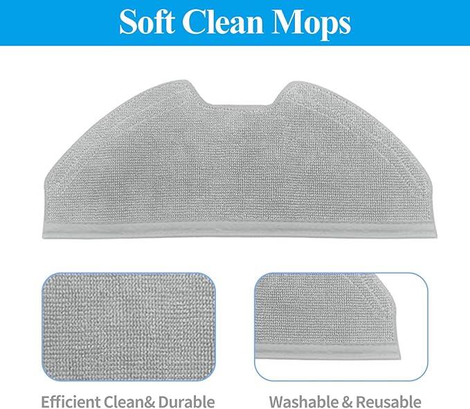 Replacement Parts for Eufy X8 Pro Robot Vacuum Series - Includes 1 Rolling Brush, 2 Side Brushes, 4 Filters, 2 Mop Cloths - Durable and Reusable Accessories for Eufy X8 Pro Robot Vacuum Cleaner - AquaVibe