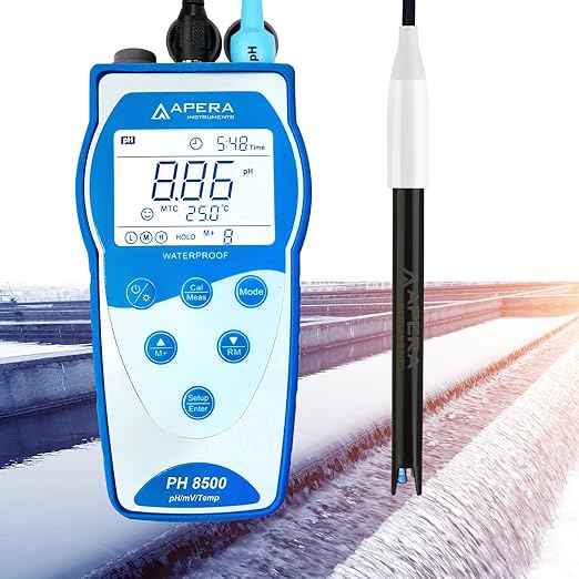 Apera Instruments Premium Series PH8500-WW Portable pH Meter Kit for Wastewater, Blue (AI5559)
