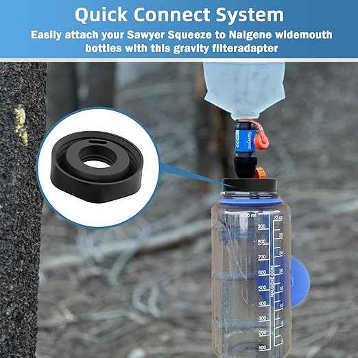 Filter Adapter for Sawyer Squeeze - Quick Connect & Leak-Proof, Lightweight, Compatible with Nalgene Wide Mouth Bottles for Easy Outdoor/Indoor Water Filtration