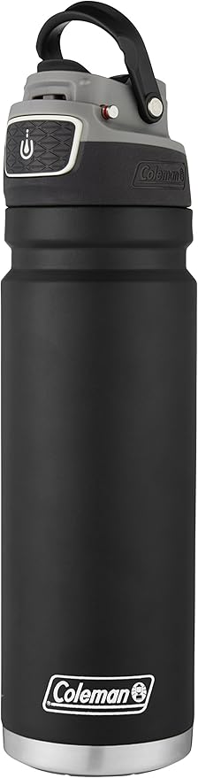 Coleman Autoseal FreeFlow Stainless Steel Water Bottle, Black, 24oz