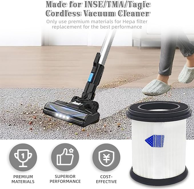 High-Efficiency Filter Replacement for INSE N5S N5T S6T S6P Pro S610/TMA T120 T121 T151 T150 T220 T210 T181 T180 T220 Cordless Vacuum Cleaner -6 pack+1pc Brush - AquaVibe