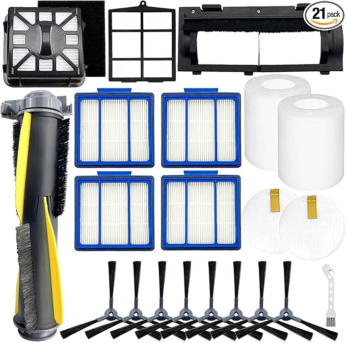 Replacement Part for Shark IQ R101AE RV1001AE AV912S AV1010AE RV1000 AV970 AV993 AV1002AE,1 Main Brush,1 Roller Brush Cover,4 Filter,8 Side Brushes,1 Pre Filter,1 Filter&2 Pre-Motor Foam&Felt Filter - AquaVibe