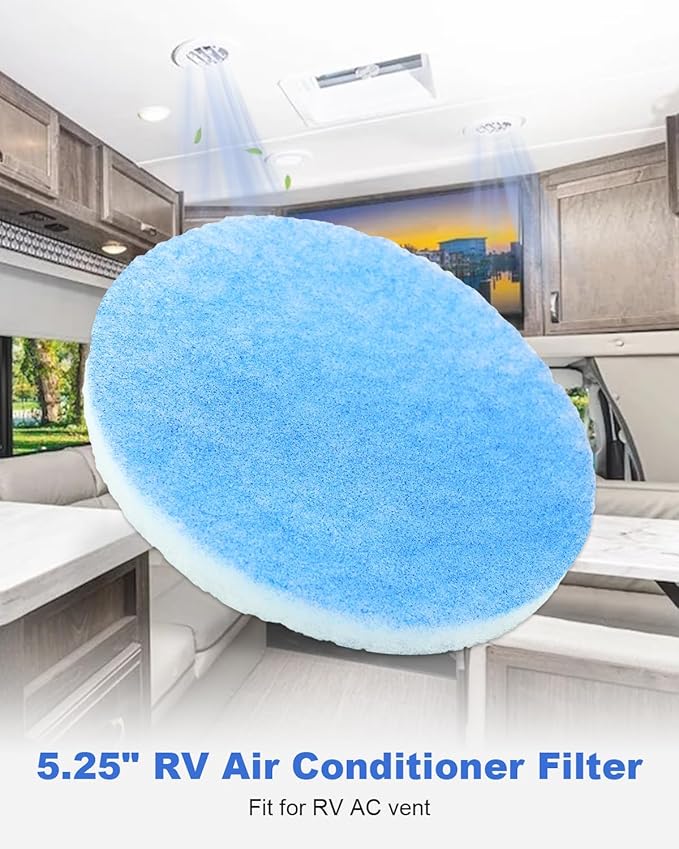 RV AC Air Conditioner Filter 5.25 inch Replacement Round, Upgrade to MERV-8 Air Duct Vent Filter Cleaner Air, 10 Pack - AquaVibe