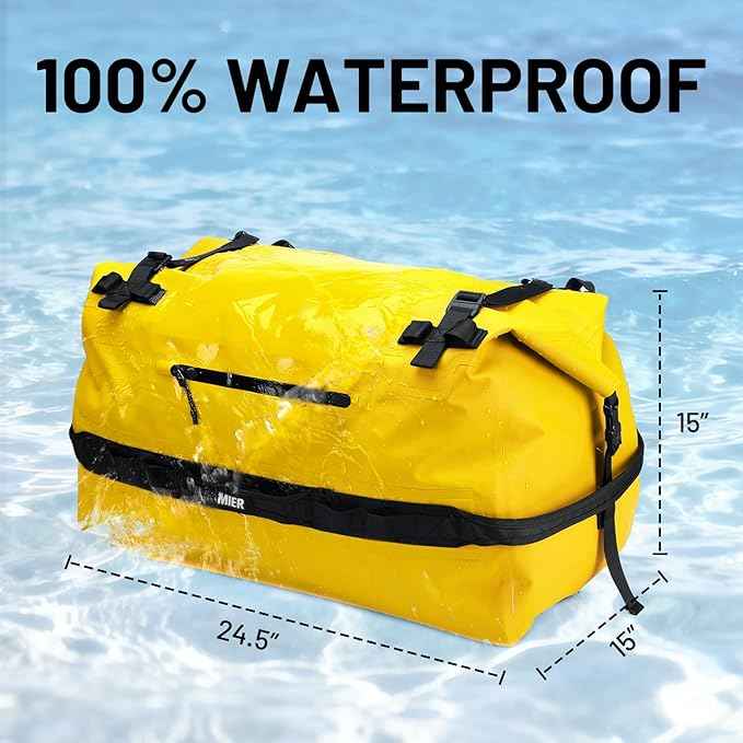 MIER Waterproof Duffel Bag Motorcycle Dry Bag Backpack Large Roll-Top Heavy Duty Dry Duffle Bags for Kayaking Camping Boating Gym Beach Cruise Ship, 60L/80L