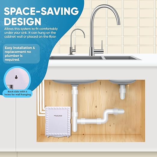 Tankless Under-Counter Water Filter System - 5-Stage Filtration Removes Odor & Chlorine, Includes Chrome Faucet - Ideal for Under Sink, Refrigerators, Coffee & Ice Makers - AquaVibe