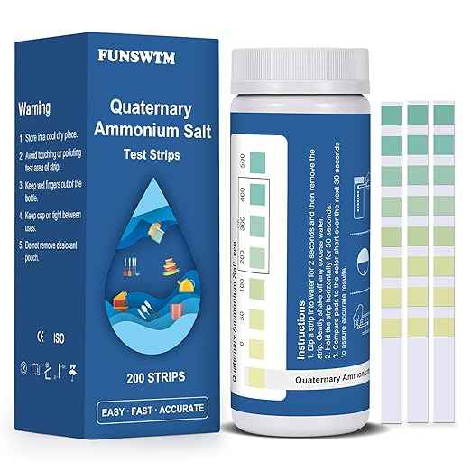 Quaternary Ammonium Test Quat Test Strips: 200 Strips Quaternary Test Strips - Testing Range 0-500ppm for Food Service