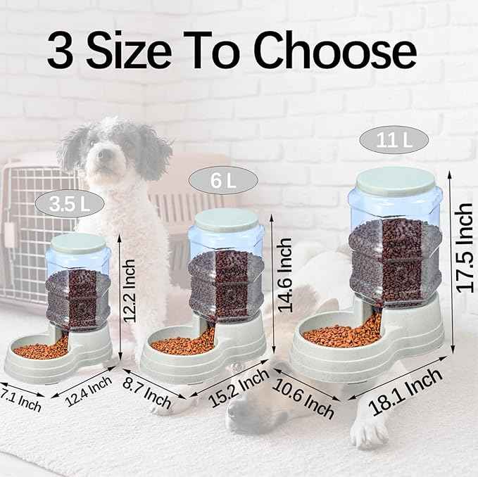 3 Gallon Gravity Large Dog Food Feeder,11L Automatic Pet Feeder, Dog Food Dispenser for Large Breed