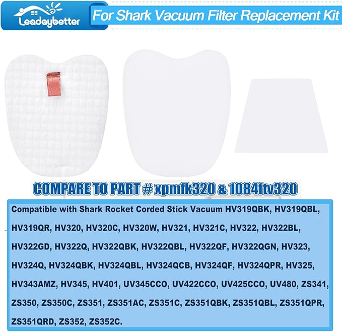 8 Pre-Filters (4 Foam+4 Felt) and 4 Post-Filters for Shark Rocket Zero-M Ultra-Light Corded Stick HV345 ZS350 ZS350C ZS351 ZS351C ZS352 Vacuums, Replaces for Shark Part # XPMFK320 & 1084FTV320 - AquaVibe