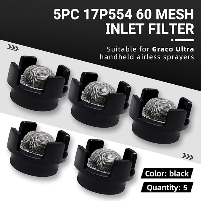 5PC 17P554 Inlet Strainer Filter 55-3454 Inlet Strainer 60 Mesh Fits for Graco Ultra Handheld Airless Sprayers - AquaVibe