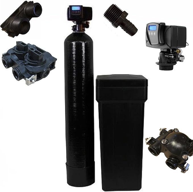 DURAWATER Fleck 5600 SXT Iron Blaster 48,000 Grain Water Softener Ships Pre Loaded with Resin in Min Tank for Easy Installation