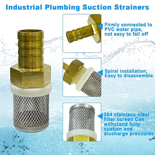 Stainless Steel Filter Copper Tube Joint 19mm Diameter Hose Connection, Garden, Swimming Pool, Fish Tank Hose Filter, Suction Strainers Used to Remove Debris and Reduce Solid Entry(19mm)