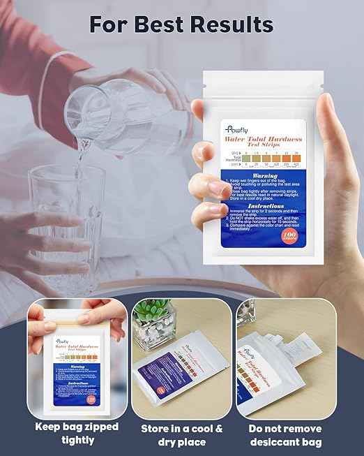 Pawfly Hardness Test Kit - 100 Strips for Drinking, Tap, Well, Pool & Spa Water - Quick & Accurate Calcium & Magnesium Test (0-425 PPM)