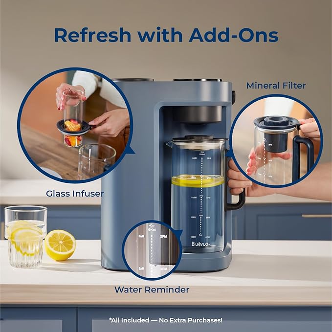 Bluevua RO100ROPOT-Lite(UV) Countertop Reverse Osmosis Water Filter System, Blue, with One Extra Replacement Filter, Bundle