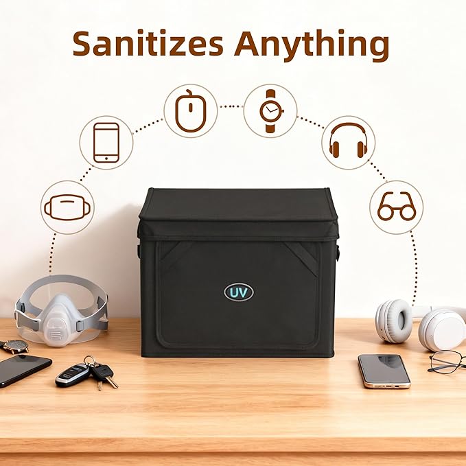 Large UV Sanitizer Box, 36L Portable Sanitizing and Cleaning Machine with 3-Level Timer, O-zone Foldable UV Cleaner Box for Household Use Like Phone, Towel, Key, Etc. with O-zone